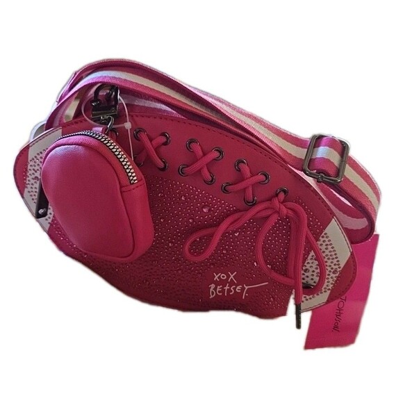 Betsey Johnson Handbags - Betsey Johnson Hot Pink Rhinestone Football Crossbody Bag Purse NEW MSRP$78